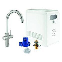 Grohe Blue Professional Spültisch-Einhebelmischer 31323DC2 supersteel, Starter Kit, C-Auslauf, Bluetooth/WIFI