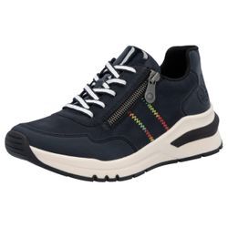 Wedgesneaker RIEKER, Damen, Gr. 36, blau (nachtblau), Lederimitat, Lacklederimitat, sportlich, Schuhe Sneaker, Freizeitschuh, Halbschuh, Schnürschuh in bequemer Form, Topseller