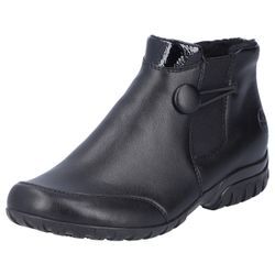 Winterstiefelette RIEKER, Damen, Gr. 39, schwarz, Lederimitat, Lacklederimitat, Elastischer Einsatz, unifarben, klassisch, Schuhe, Chelseaboots, Ankleboots mit Innenreißverschluss