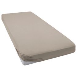 Spannbettlaken BELLANA "Jersey-Elasthan deluxe", grau (taupe), B:90-120cm L:200-220cm, Jersey-Elasthan, Obermaterial: 95% Baumwolle, 5% Elasthan, Laken, für Standardmatratzen, Wasserbetten und Boxspringbetten