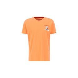 T-Shirt ALPHA INDUSTRIES "Alpha Industries Men - T-Shirts Flying Buzz Small Logo T", Herren, Gr. M, orange (tangerine), Obermaterial: 100% Baumwolle, Kurzarm, Shirts