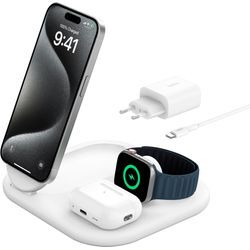 BELKIN Wireless Charger "BoostCharge 3-in-1 15 W magnetisch, einklappbar", weiß, B:35,99cm H:18,49cm T:19,99cm, Ladegeräte