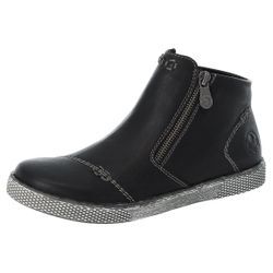 Schlupfboots RIEKER, Damen, Gr. 38, schwarz, Lederimitat, unifarben, sportlich, Schuhe, Stiefelette, Schlupfboots mit Reißverschluss