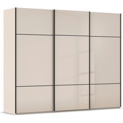 Schwebetürenschrank RAUCH "Scale-TRIO", beige (champagner, glas champagner, griffleisten schwarz), B:271cm H:223cm T:68cm, Holzwerkstoff, Schränke, edle dreigeteilte Front mit 2 Zierleisten Glasfront MADE IN GERMANY