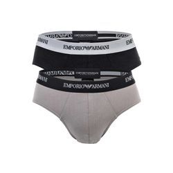 Slip EMPORIO ARMANI "Slip 2er Pack", Herren, Gr. XL, schwarz (schwarz, grau), Obermaterial: 95% Baumwolle CO. 5% Elasthan EL., Unterhosen