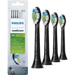 Aufsteckbürste PHILIPS SONICARE "Standard W2 Optimal White, Farbe schwarz", schwarz, Zahnbürstenköpfe, 4 St., Kunststoff, mit der Bürstenkopferkennung, Standardgröße