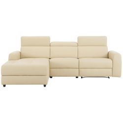 Ecksofa HOME AFFAIRE "Sentrano, L-Form", beige (creme), B:275cm H:82cm T:164cm, NaturLEDER/Kunstleder (Das Leder hat eine Dicke von 0, 9-1, 0 mm), Kunstleder, Webstoff (95% Polyester, 5% Nylon), Struktur fein (95% Polyester, 5% Nylon), Sofas, 275 cm, man. o. elektr. Relaxfunktion und USB/Kopfverstellung