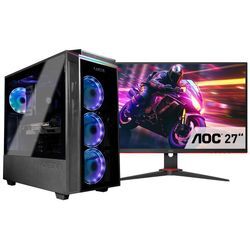 CAPTIVA Gaming-PC-Komplettsystem "Highend Gaming I84-110 TFT Bundle", F (A-G), schwarz, Microsoft Windows 11 Home (64 Bit), 32 GB RAM 1000 GB SSD, Computer-Komplettsysteme