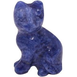 Tierfigur FIRETTI "Schmuck Geschenk Dekofigur Farbstein Edelstein Katze Sodalith", blau, Dekofiguren, B/H/T: 2,2cm x 3cm x 1,2cm, Stein, Sodalith, B:2,2cm H:3cm T:1,2cm