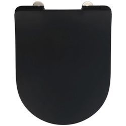 WC-Sitz WENKO "Sedilo matt Schwarz", schwarz, B:36,2cm L:45,2cm, Duroplast, Edelstahl, WC-Sitze, aus Duroplast, mit Absenkautomatik