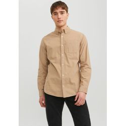 Langarmhemd JACK & JONES "JJECLASSIC CORD SHIRT LS SN", Herren, Gr. S, N-Gr, beige (crockery), Web, Obermaterial: 100% Baumwolle, unifarben, modisch, slim fit, Kurzarm Ärmel mit Ärmelschlitz 2-Knopf-Manschette, Hemden, aus Cord