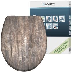 WC-Sitz SCHÜTTE "Old Wood", braun (holzfarben), B:375cm L:450cm, Duroplast, WC-Sitze, Duroplast, mit Absenkautomatik und Schnellverschluss