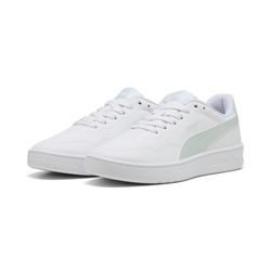 Sneaker PUMA "Court Lally Sneakers Damen", Gr. 35.5, weiß (weiß peaceful blau), Obermaterial: Synthetik; Futter: Textil; Innensohle: Textil; Laufsohle: Gummi, Schuhe