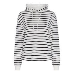 Hoodie PIECES "PCCHILLI LS HOODIE STRIPES NOOS BC", Damen, Gr. XL (42), schwarz-weiß (cloud dancer stripes:schwarz), Sweatware, Obermaterial: 50% Baumwolle, 50% Polyester, gestreift, casual, regular fit, Langarm, Sweatshirts