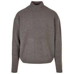 Rundhalspullover URBAN CLASSICS "Urban Classics Herren Oversized Roll Neck Sweater", Herren, Gr. L, grau (asphalt), 85% Polyacryl, 13% Polyester, 2% Elasthan, unifarben, casual, oversize, Rundhals, Langarm, Pullover