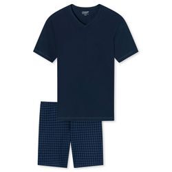 Pyjama UNCOVER BY SCHIESSER "Pyjama", Herren, Gr. L, blau (dunkelblau), Obermaterial: 100% Baumwolle CO., Homewear-Sets