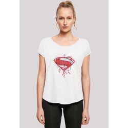 T-Shirt F4NT4STIC "DC Comis Superhelden Superman Geo Logo", Damen, Gr. M, weiß, Obermaterial: 100% Baumwolle, casual, regular fit, Rundhals, Kurzarm ohne Bündchen, Shirts, Print