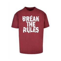 T-Shirt MERCHCODE "Merchcode Herren Break The Rules 2 Heavy Oversize Tee", Herren, Gr. L, rot (cherry), 100% Baumwolle, bedruckt, casual, oversize, Rundhals, Kurzarm, Shirts