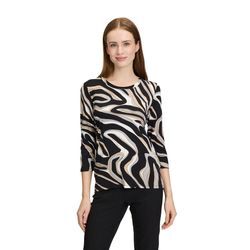 3/4-Arm-Shirt BETTY BARCLAY "Betty Barclay Basic Shirt mit Print", Damen, Gr. 36, schwarz (schwarz, grau), Jersey, Obermaterial: 95% Viskose, 5% Elasthan., casual, tailliert normal, Rundhals, 3/4-Ärmel, Shirts, Druck