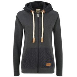 Kapuzensweatjacke OXMO "Kapuzensweatjacke OXMatilda", Damen, Gr. M, grau (dar grau m), Obermaterial: 60% Baumwolle CO. 40% Polyester PES., casual, normal, ohne Ausschnitt, Sweatjacken