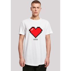 T-Shirt F4NT4STIC "Pixel Herz Good Vibes Happy People", Herren, Gr. M, weiß, Obermaterial: 100% Baumwolle, casual, regular fit, Rundhals, Kurzarm ohne Bündchen, Shirts, Print