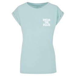 T-Shirt MERCHCODE "Merchcode Damen Ladies Break The Rules 2 T-Shirt", Herren, Gr. 5XL, blau (oceanblau), 100% Baumwolle, bedruckt, casual, normal, Rundhals, Kurzarm, Shirts