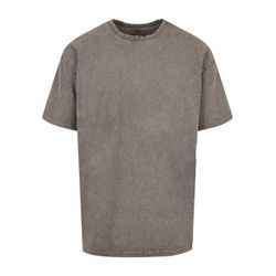 T-Shirt MERCHCODE "Merchcode Herren Break The Rules 2 Acid Washed Oversize Tee", Herren, Gr. L, grau (asphalt), 100% Baumwolle, unifarben, casual, oversize, Rundhals, Kurzarm, Shirts