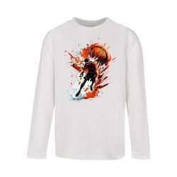 T-Shirt F4NT4STIC "Basketball Spieler", Mädchen, Gr. 122/128, weiß, Obermaterial: 100% Baumwolle, casual, loose fit, Rundhals, Langarm ohne Bündchen, Shirts, Print