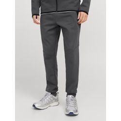 Sweathose JACK & JONES "JPSTWILL FUSION SWEAT PANTS NOOS", Herren, Gr. M, N-Gr, grau (asphalt), Web, Obermaterial: 58% Polyester, 42% Baumwolle, unifarben, modisch, slim fit normal, Hosen