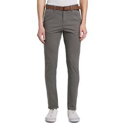 Chinohose TOM TAILOR DENIM, Herren, Gr. 32, Länge 34, grau (castlerock grau), Obermaterial: 97% Baumwolle, 3% Elasthan, Basic, schmal lang, Hosen, leicht vorgewaschen