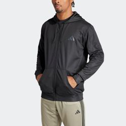 Kapuzensweatjacke ADIDAS PERFORMANCE "TR ESS SEA FZ H", Herren, Gr. S, schwarz, Obermaterial: 100% Polyester, Sweatjacken