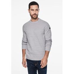 Rundhalspullover STREET ONE MEN, Herren, Gr. M (40), grau (frost grau melange), Web, 100% Baumwolle , unifarben, casual, gerade normal, Rundhals, Langarm Bündchen, Pullover, aus reiner Baumwolle