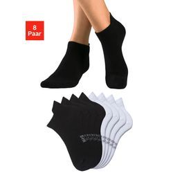 Sneakersocken H.I.S, Damen, Gr. 35-38, schwarz-weiß (4x schwarz, 4x weiß), Baumwollmischung, unifarben, elastisch, Socken, mit verlängertem Bündchen hinten