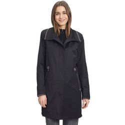 Outdoorjacke GIL BRET, Damen, Gr. 46, schwarz (jet schwarz), Jersey, Obermaterial: 58% Baumwolle, 42% Polyester, unifarben, casual, relaxed fit ca. Mitte Oberschenkel, Langarm, Jacken, mit Stehkragen