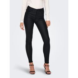 Lederimitathose JDY "JDYNEWTHUNDER COATED HIGH SKN PNT NOOS", Damen, Gr. XS (34), Länge 32, schwarz, Obermaterial: 76% Viskose, 21% Nylon, 3% Elasthan, unifarben, modisch, skinny fit, Hosen