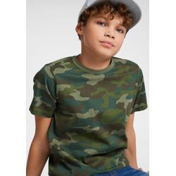 T-Shirt KIDSWORLD "in cooler Tarnoptik", Jungen, Gr. 128/134, grün (tarnfarben, grün), Jersey, Obermaterial: 100% Baumwolle, casual, Basic, Rundhals, Kurzarm, Shirts, Kurzarm, stylischer Allover-Druck