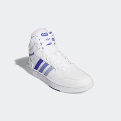 Sneaker ADIDAS SPORTSWEAR "HOOPS 3.0 MID CLASSIC VINTAGE", Gr. 38,5, weiß (cloud weiß, blau spark, semi cobalt blau), Synthetik, Textil, Leder, sportlich, Schuhe