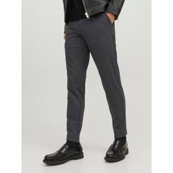 Chinohose JACK & JONES "JPSTMARCO JJCOOPER CHINO NOOS", Herren, Gr. 33, Länge 34, grau (dunkelgrau), Obermaterial: 52% Polyester, 21% Nylon, 17% Viskose, 10% Elasthan, unifarben, meliert, Basic, slim fit, Hosen