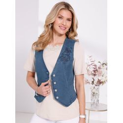 Jeansweste CLASSIC BASICS, Damen, Gr. 38, blau (blau, bleached), 81% Baumwolle, 17% Polyester, 2% Elasthan, unifarben, Westen