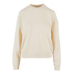 Sweater URBAN CLASSICS "Urban Classics Damen Ladies Oversized Light Terry Crewneck", Damen, Gr. 4XL, beige (sandweiß), 70% Baumwolle, 30% Polyester, unifarben, Rundhals, Langarm, Sweatshirts