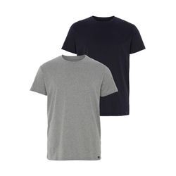 T-Shirt LEE, Herren, Gr. M, blau (grau, meliert, navy), Obermaterial: 100% Baumwolle, Basic, schmal, Rundhals, Kurzarm, Shirts