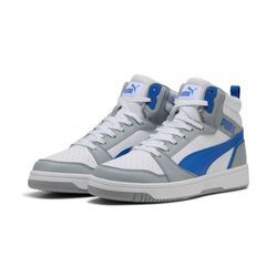 Sneaker PUMA "REBOUND V6", Gr. 41, cool mid gray, vivid blau, puma weiß, mehrfarbig, sportlich, Schuhe