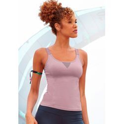 Funktionsshirt LASCANA ACTIVE, Damen, Gr. S (36/38), rosa (altrosa), Jersey, Obermaterial: 95% Baumwolle, 5% Elasthan, unifarben, Mesh, sportlich, Basic hüftlang, Rundhals, ohne Ärmel, Shirts, mit beschrifteten Trägern und Mesh-Einsatz