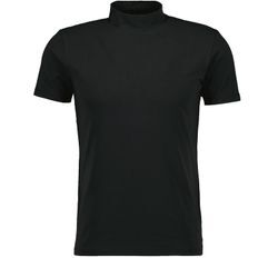 Stehkragenshirt RAGMAN, Herren, Gr. XL, schwarz, Baumwollmischung, casual, slim fit, hoch geschlossener Ausschnitt, Kurzarm, Shirts