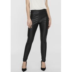 Lederimitathose VERO MODA "VMGANA MR PL LEGGING", Damen, Gr. L (40), Länge 32, schwarz, Obermaterial: 95% Polyester, 5% Elasthan, modisch, Hosen