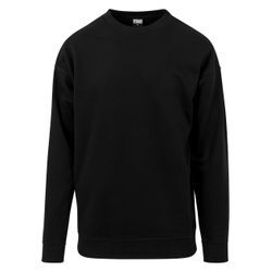 Rundhalspullover URBAN CLASSICS "Urban Classics Herren Sweat Crewneck", Herren, Gr. L, schwarz, 63% Baumwolle, 37% Polyester, unifarben, casual, oversize, Rundhals, Langarm, Pullover