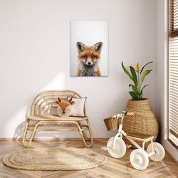 Leinwandbild A.S. CRÉATION "Baby Fox - Wandbild Weiß Braun Grau Keilrahmen Kunst", farbe rahmen: braun, farbe bild(er): weiß,braun,grau, B:80cm H:110cm T:2cm, Canvas, Bilder, Canvas Baby Leinwand Fuchs Wandkunst Schlafzimmer Kinderzimmer Tiere