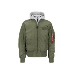 Bomberjacke ALPHA INDUSTRIES "Alpha Industries Men - Bomber Jackets MA-1 D-Tec", Herren, Gr. L, grün (sage, grün), Obermaterial: 100% Nylon, Futter: 100% Nylon, Kapuze: 75% Baumwolle, 25% Polyester, Füllung: 100% Polyester, Jacken