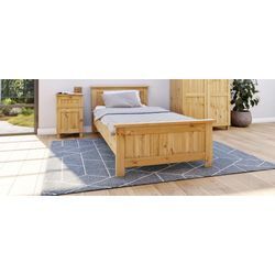 Jugendzimmer-Set HOME AFFAIRE "Juventus", beige (natur), B:144cm H:75cm T:208cm, Massivholz, Schlafzimmermöbel-Sets, Massivholz, bestehend aus Bett und Nachtkommode