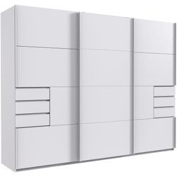 Schwebetürenschrank WIMEX "Saigon, mit kompletter Innenausstattung, Made in Germany", weiß, B:270cm H:208cm T:64cm, Spanplatte, Schränke, Kleiderschrank 3-türig, 270cm breit, mit 6 praktischen Außenschubladen